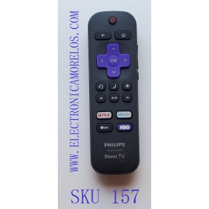 CONTROL REMOTO ORIGINAL PARA SMART TV PHILIPS ROKU ((NUEVO)) / NUMERO DE PARTE 3226001022 / RC18F-T4 / MODELOS 65PFL5765/F8 / 43PFL5765/F8 / 50PFL5765/F8 / 55PFL5765/F8